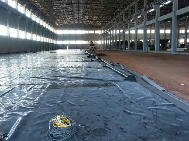 Construction of impervious membrane in hazardous waste workshop